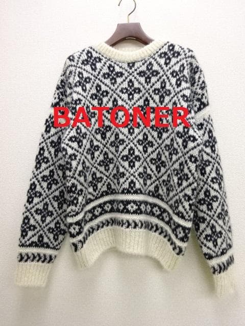 バトナー　MOHAIR LATOVIAN CREW NECK　白黒