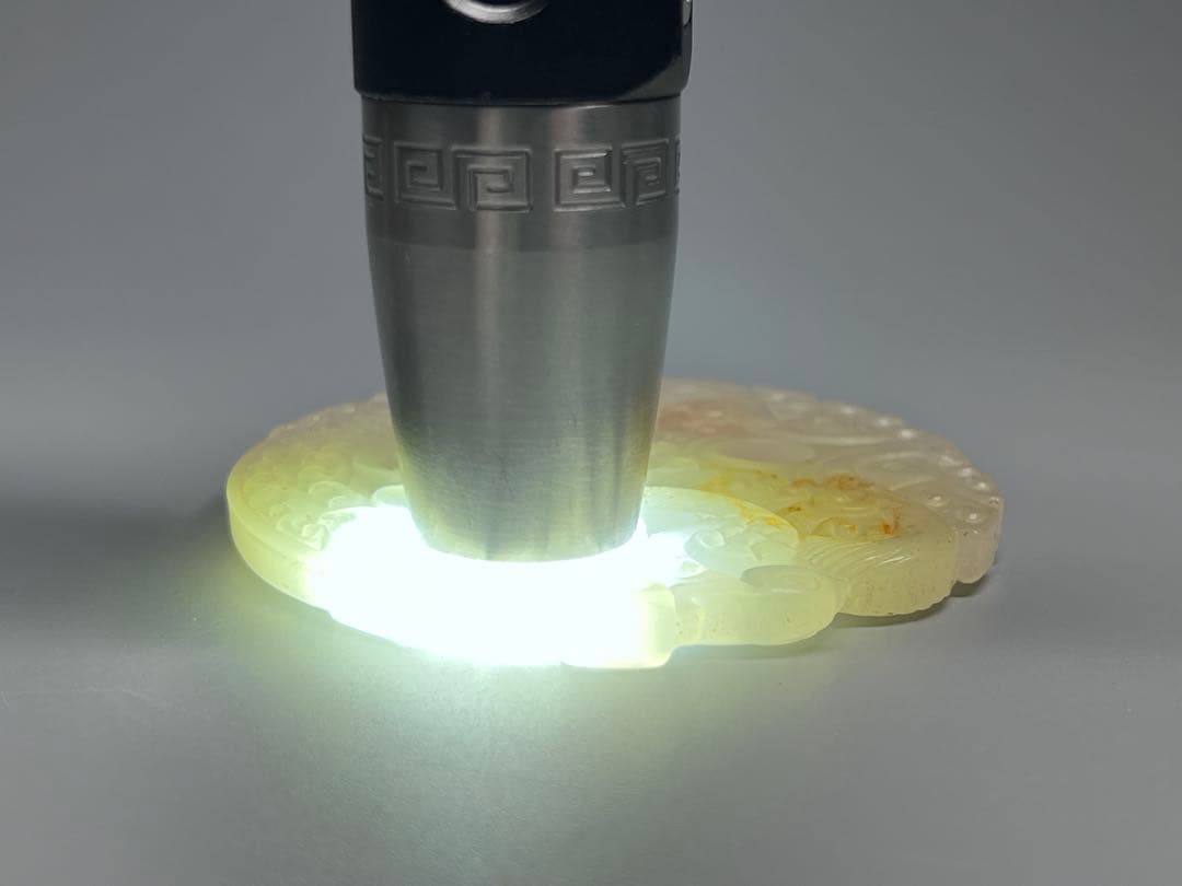 中国古美術　本物和田玉　根付　玉璧　巻雲紋　旧蔵　コレクション　透かし彫り　美品