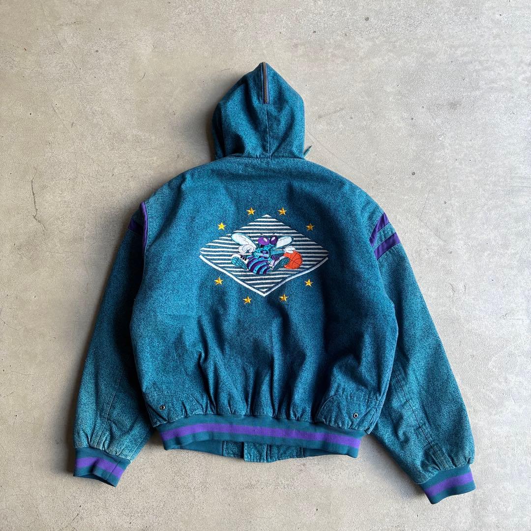 90s STARTER NBA シャーロットホーネッツ 中綿 ジップパーカー