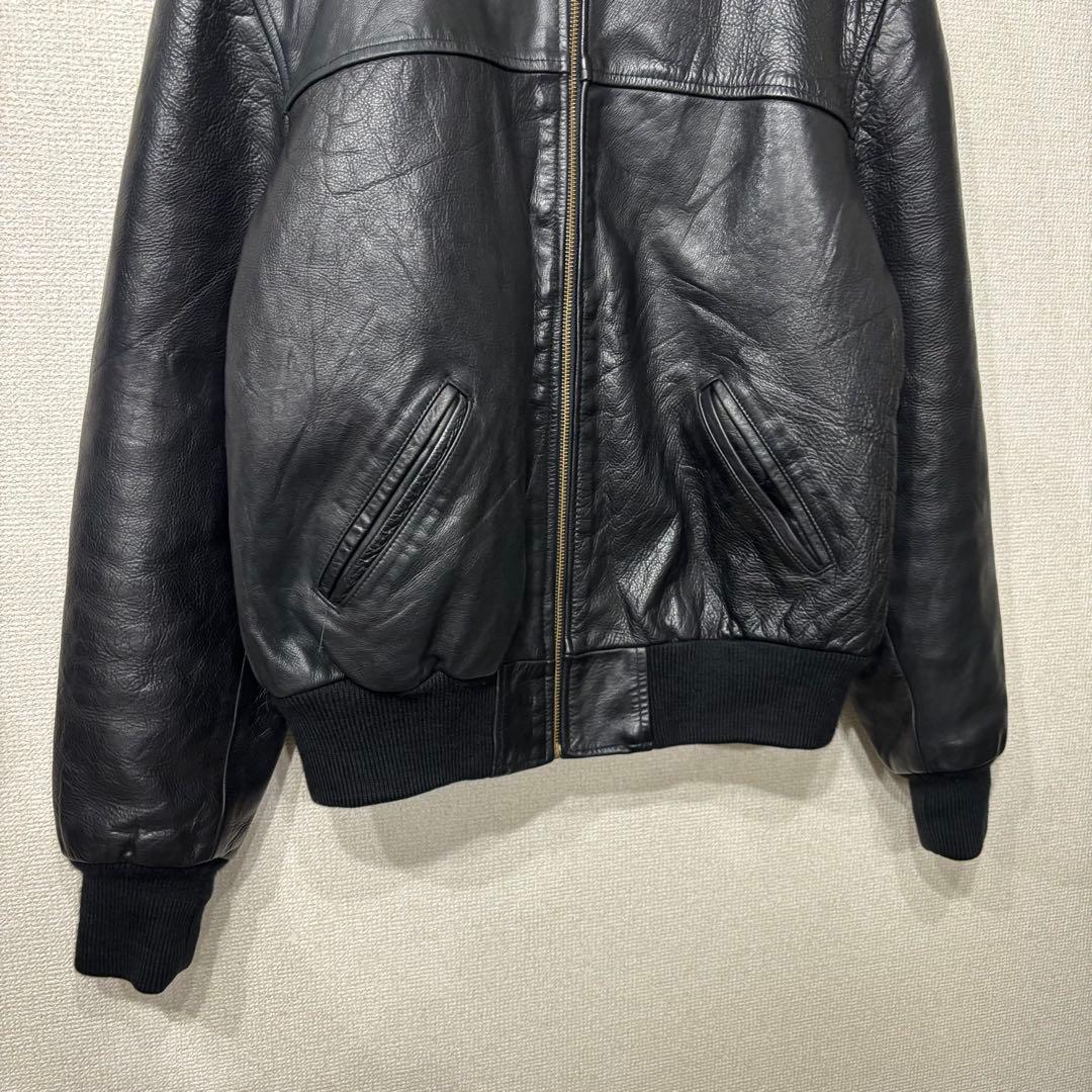 アメリカ古着　レザージャケット　キルティング　本革　L相当 3575