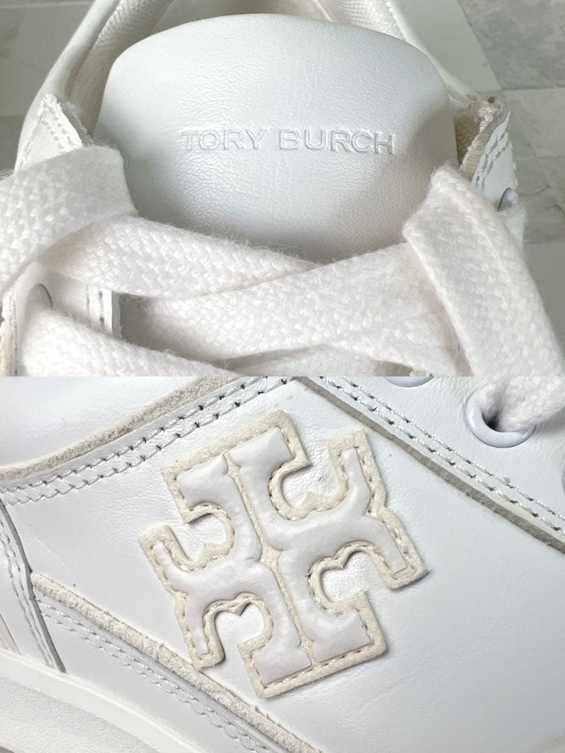 美品 TORY BURCH トリーバーチ レザー ロゴ スニーカー 23.5