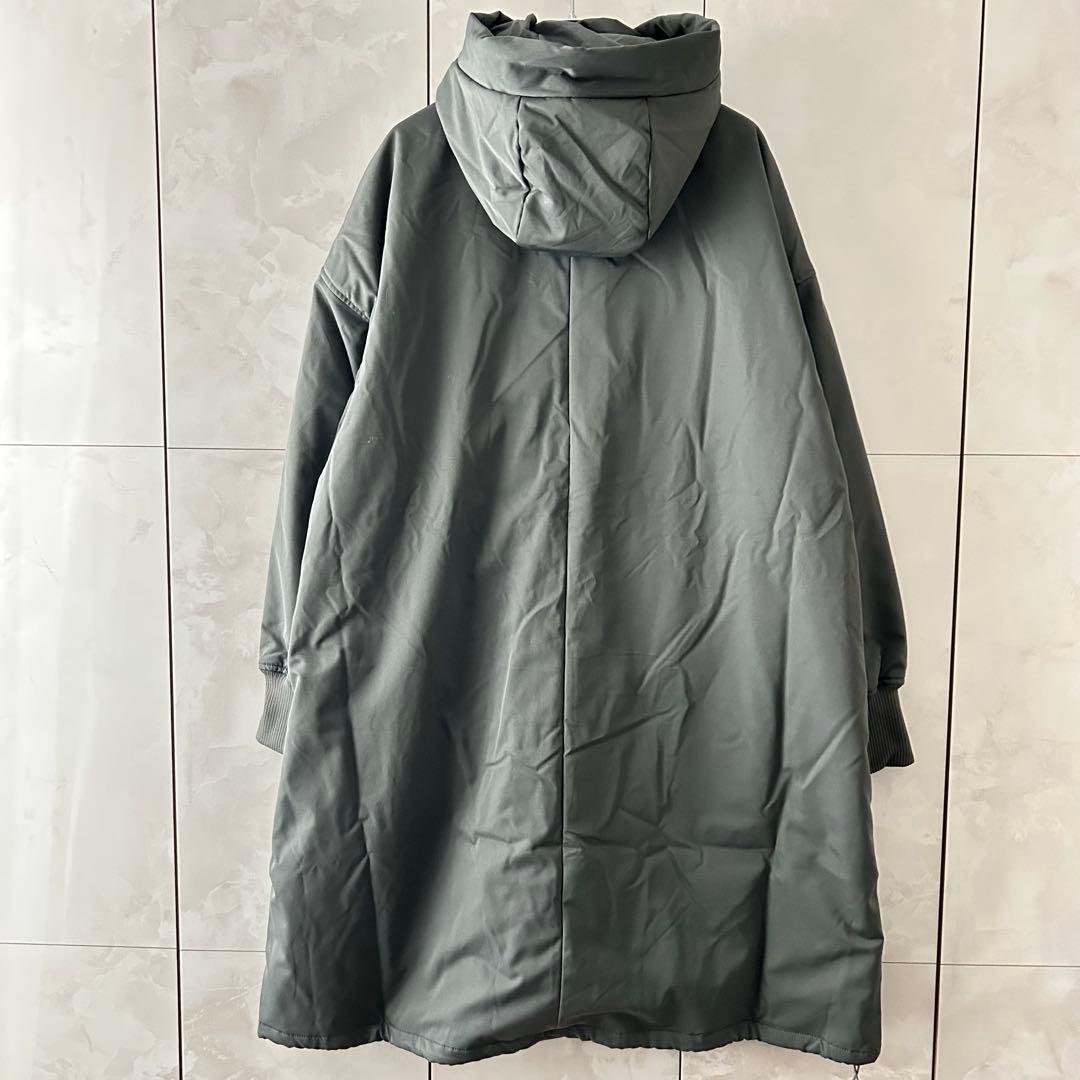 antiqua ビッグジッパーロングコート　グレー　オーバーサイズ　ドローコード
