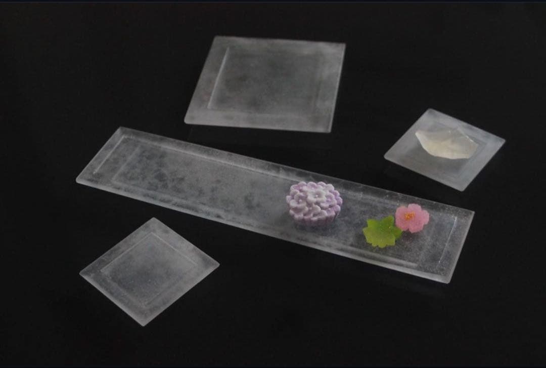 砂田夏海　shijima 角プレート　板皿　角皿　長皿　豆皿　箸置き　ガラス作家