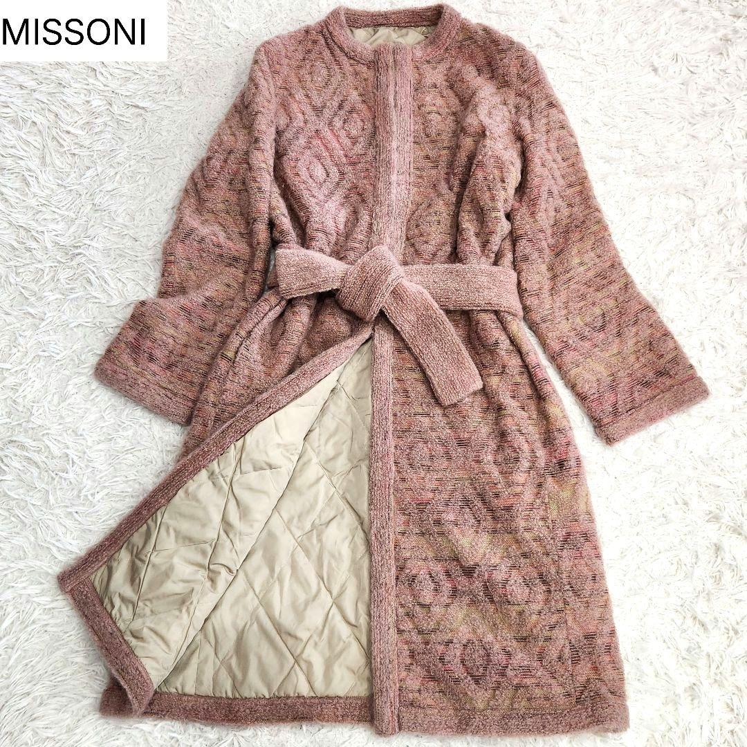 ✨大きいサイズ✨オレンジタグ✨ミッソーニ❣️ベルテッドコート　44　モヘヤ50%