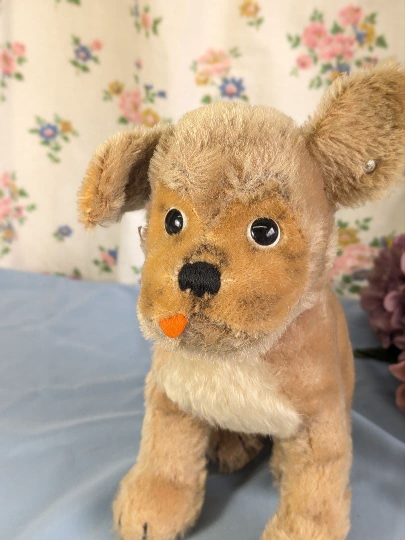 アンティーク シュタイフ社 ドイツ製　犬ぬいぐるみ パグ モプシー 大サイズ