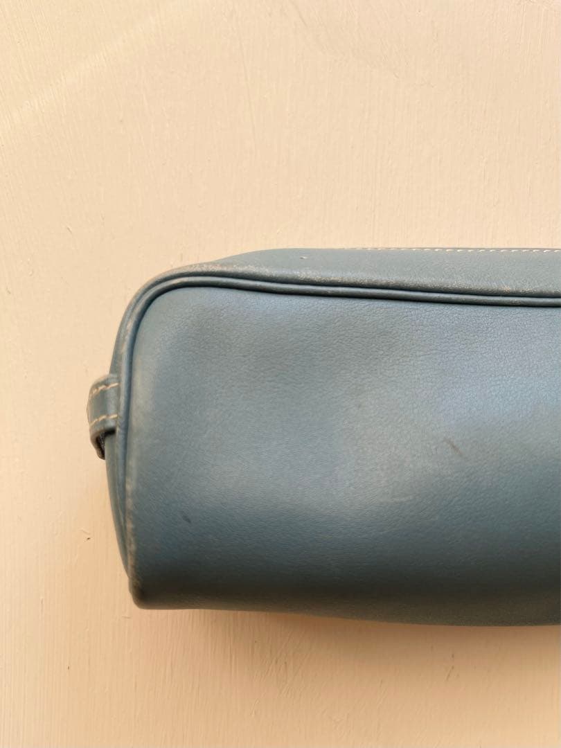 HERMES エルメス レザー ペンケース ポーチ ブルー系 シルバー金具