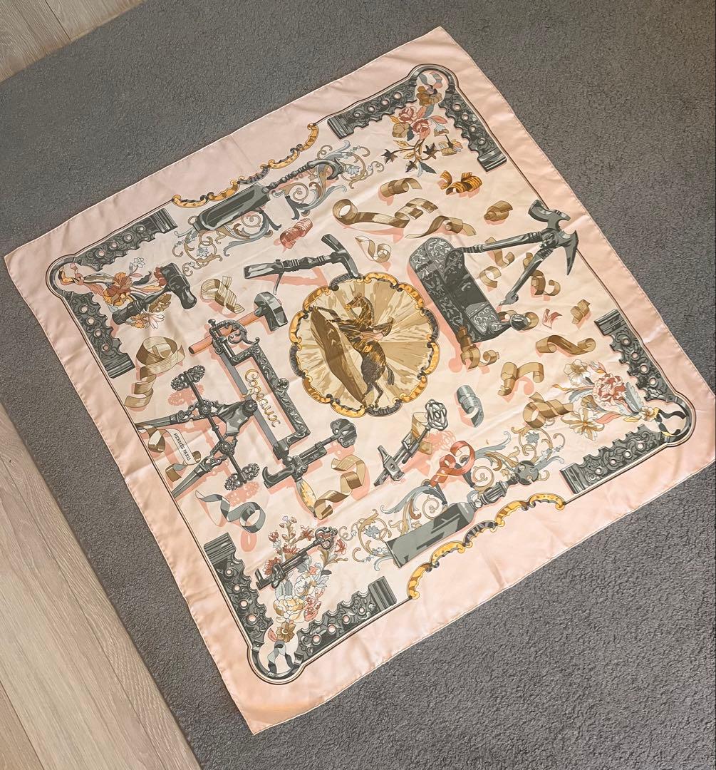 値下げ！エルメス HERMES 90 ピンク　スカーフ