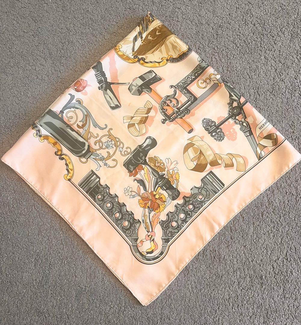 値下げ！エルメス HERMES 90 ピンク　スカーフ