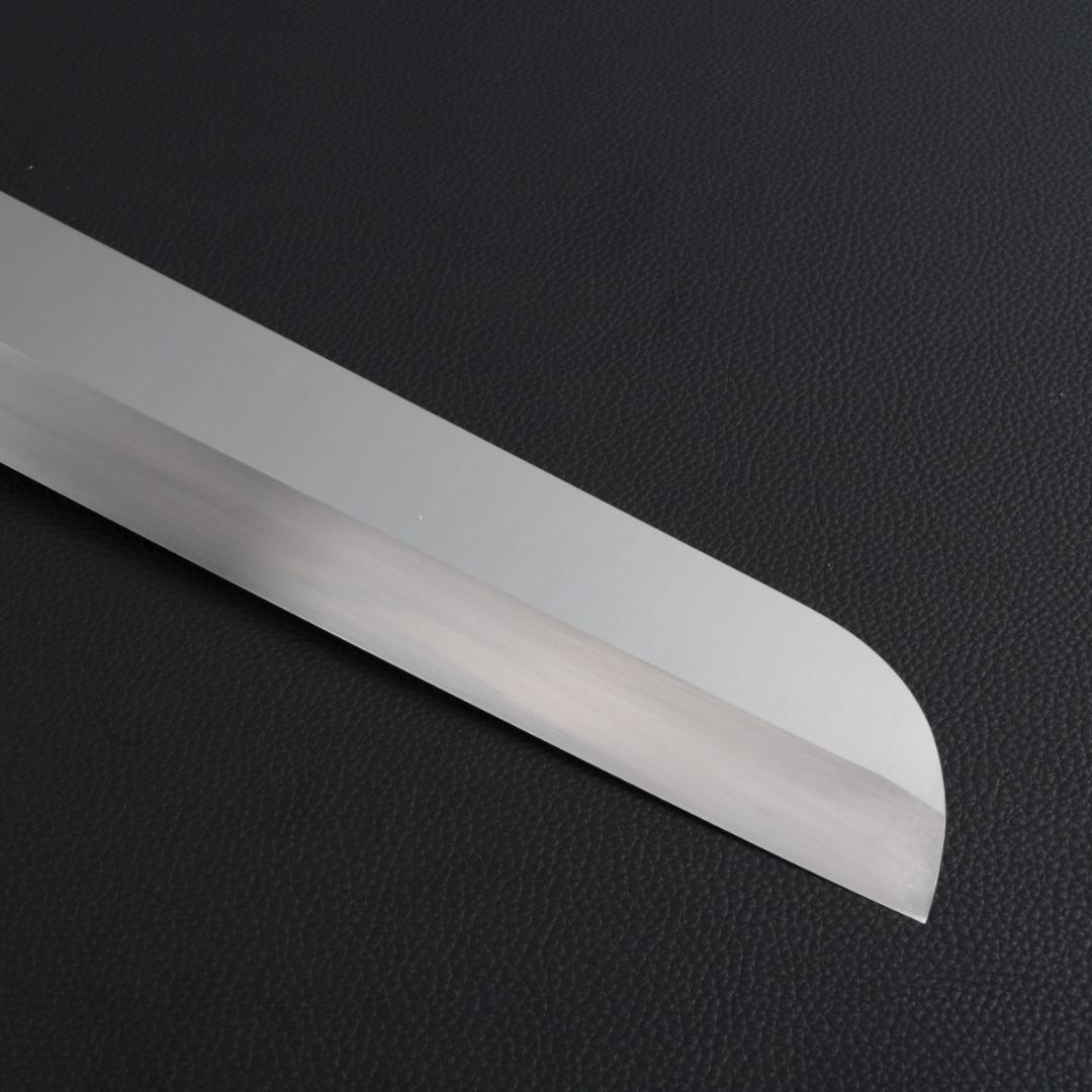 8843 鎌型薄刃 8寸 刺身包丁 刃は究極の切れ味 黒檀黒水牛角白三本巻八角柄