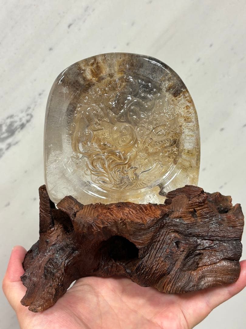 四大神　四大神獣　四神水晶手彫り置物　635g 風水　青龍・朱雀・白虎・玄武