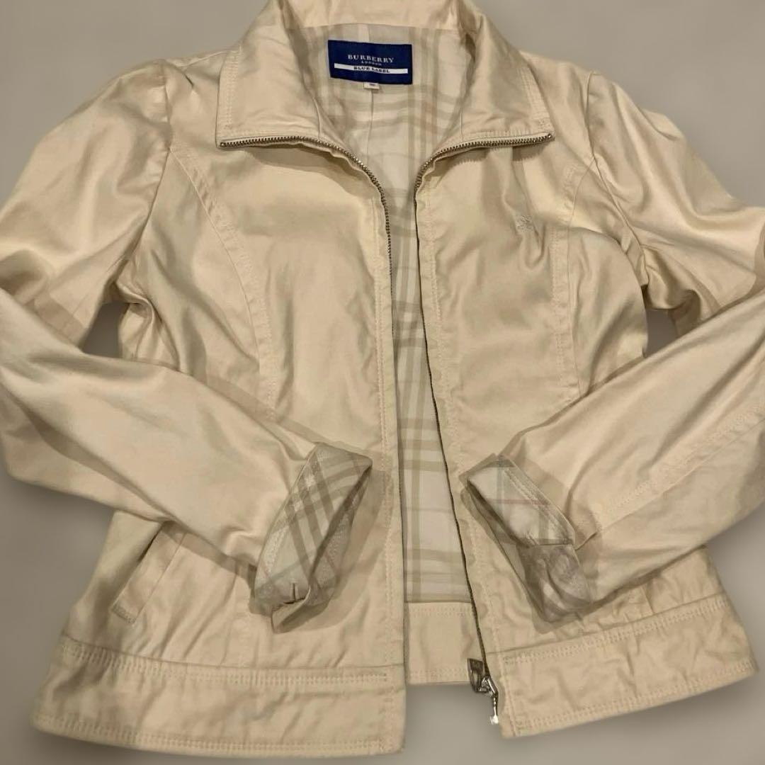 バーバリーブルーレーベル　ジッパー付きショートジャケット　M ノバチェック