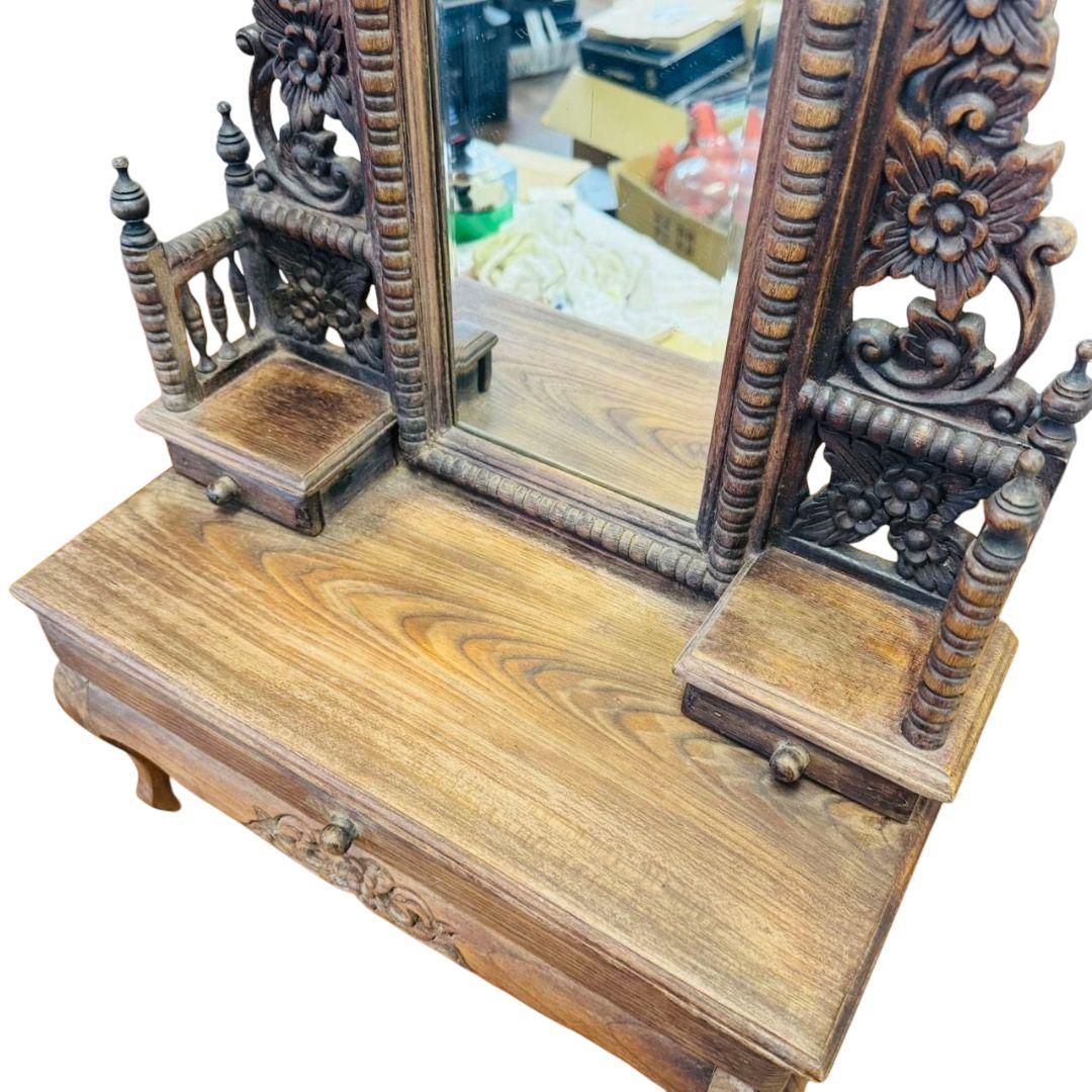 ❤希少✨アンティーク✨レトロ✨鏡台✨彫刻✨木彫り✨ドレッサー✨骨董✨アジアン家具