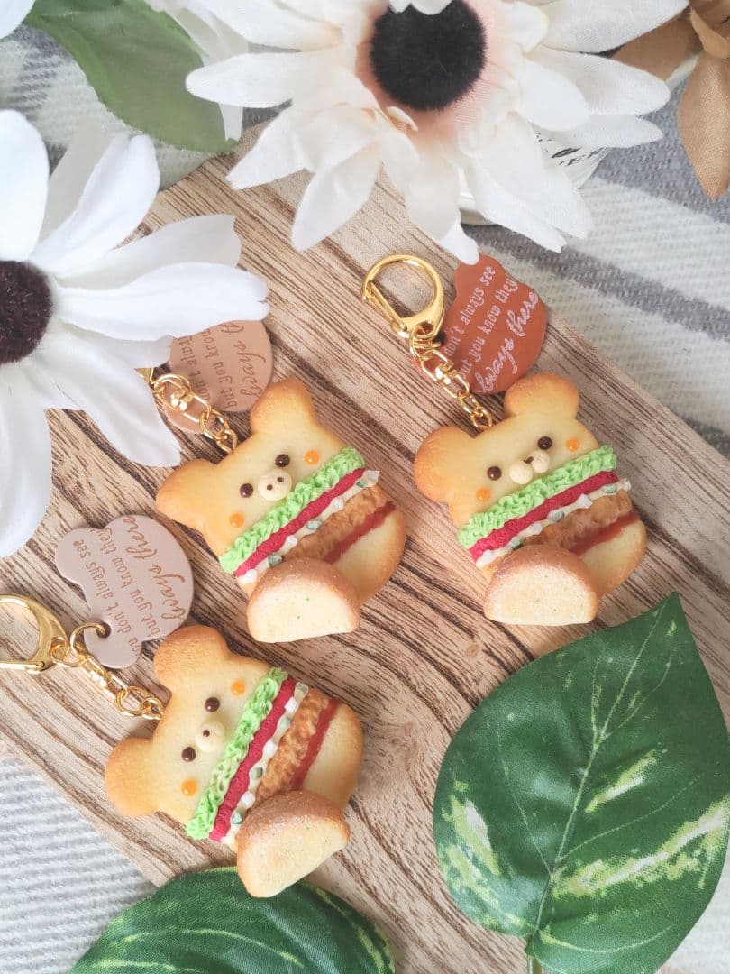 ♡チキン南蛮バーガーCookie♡こいぬ　フェイクスイーツ　チャーム　樹脂粘土