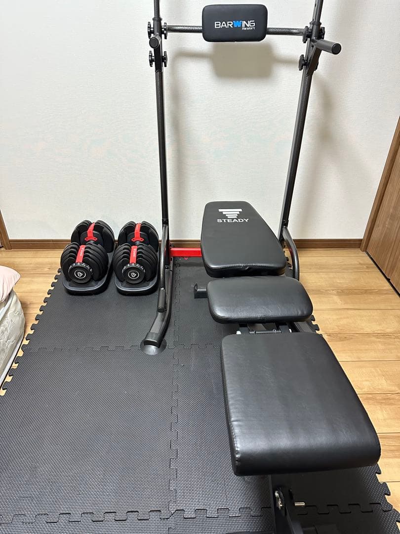 【千葉県・引取限定】ダンベル・トレーニングベンチ・懸垂バー 3点セット