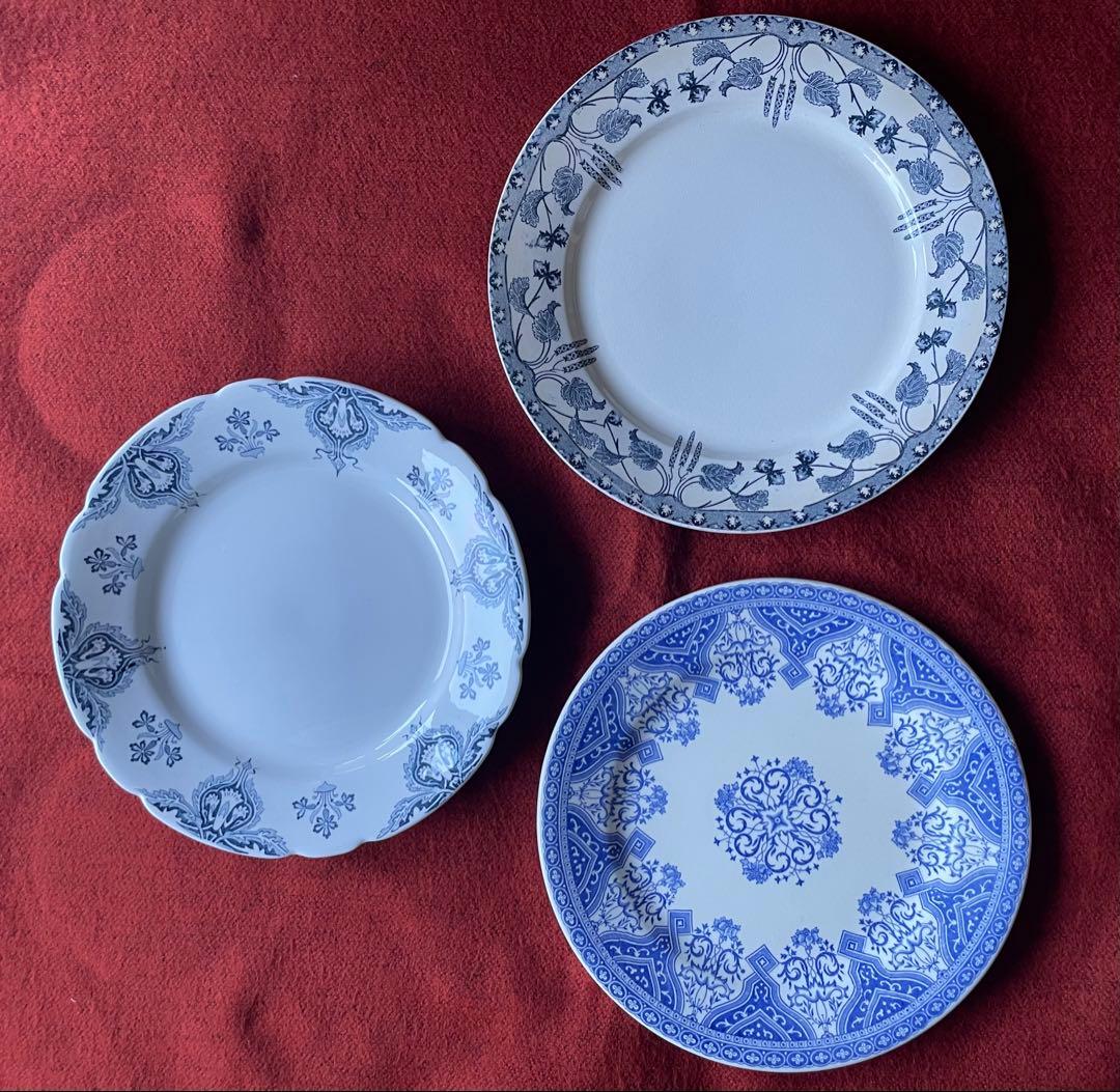 フランス　アンティーク食器　サルグミンヌ・ジアン・ルネビル　 3枚セット