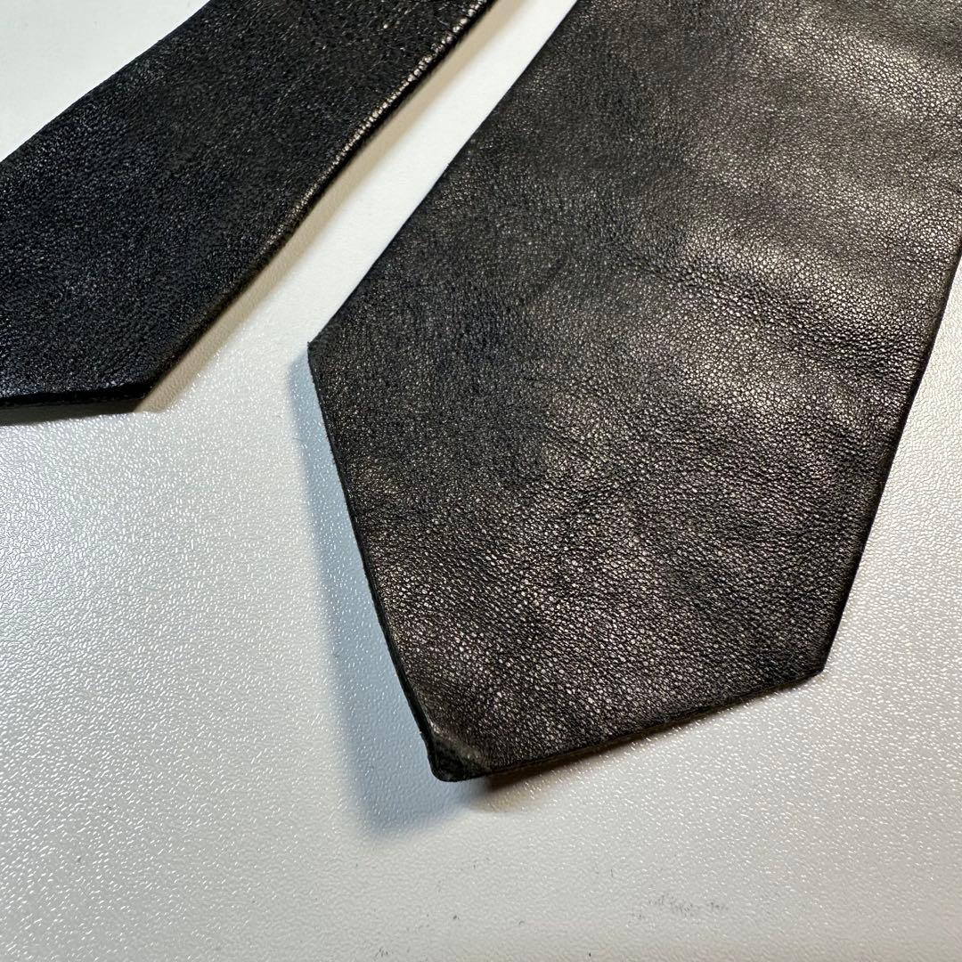 agnès b.homme PARIS アニエスベー レザー ネクタイ ブラック