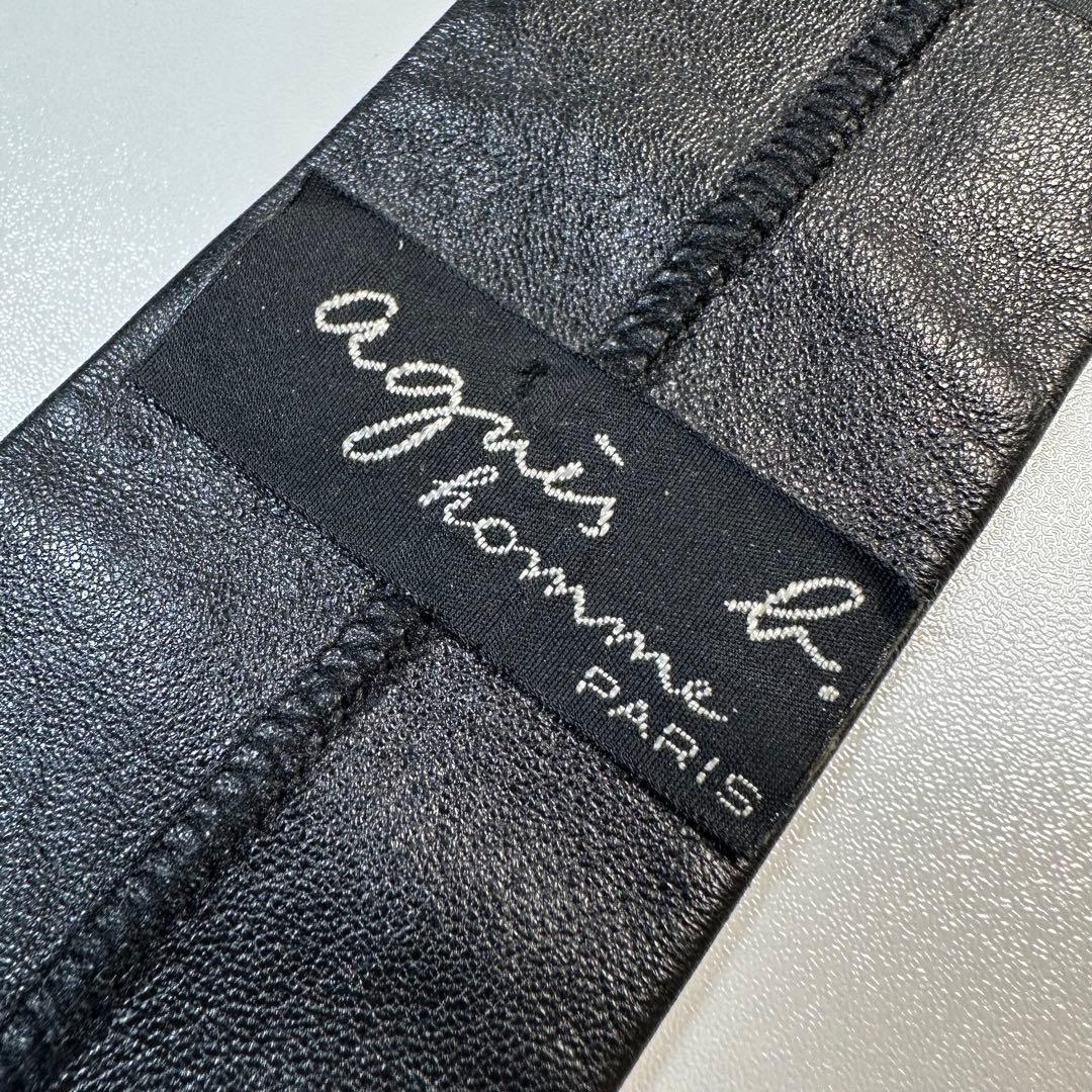 agnès b.homme PARIS アニエスベー レザー ネクタイ ブラック