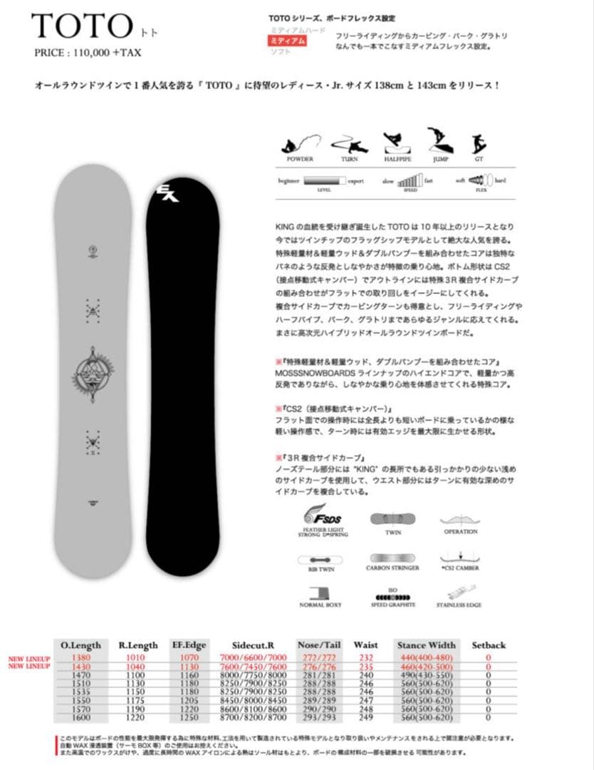 MOSS 22-23 TOTO スノーボード 155cm ソールカバー付