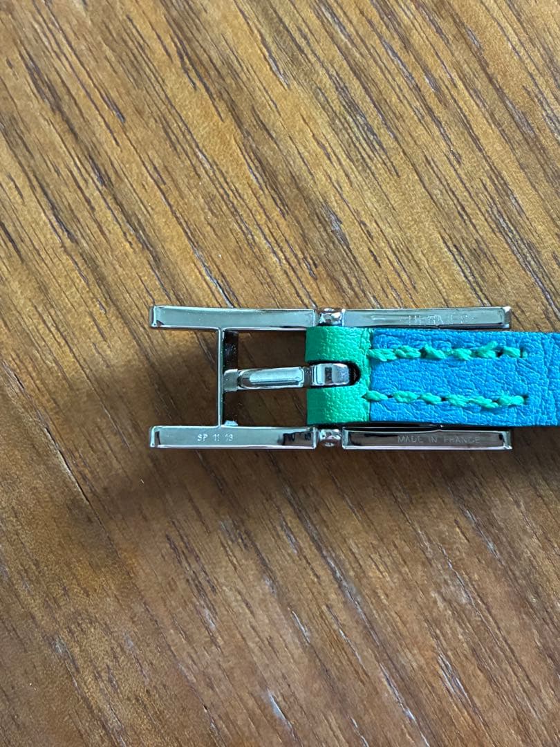 HERMES レザーブレスレット ビーアピ ブルー×グリーン