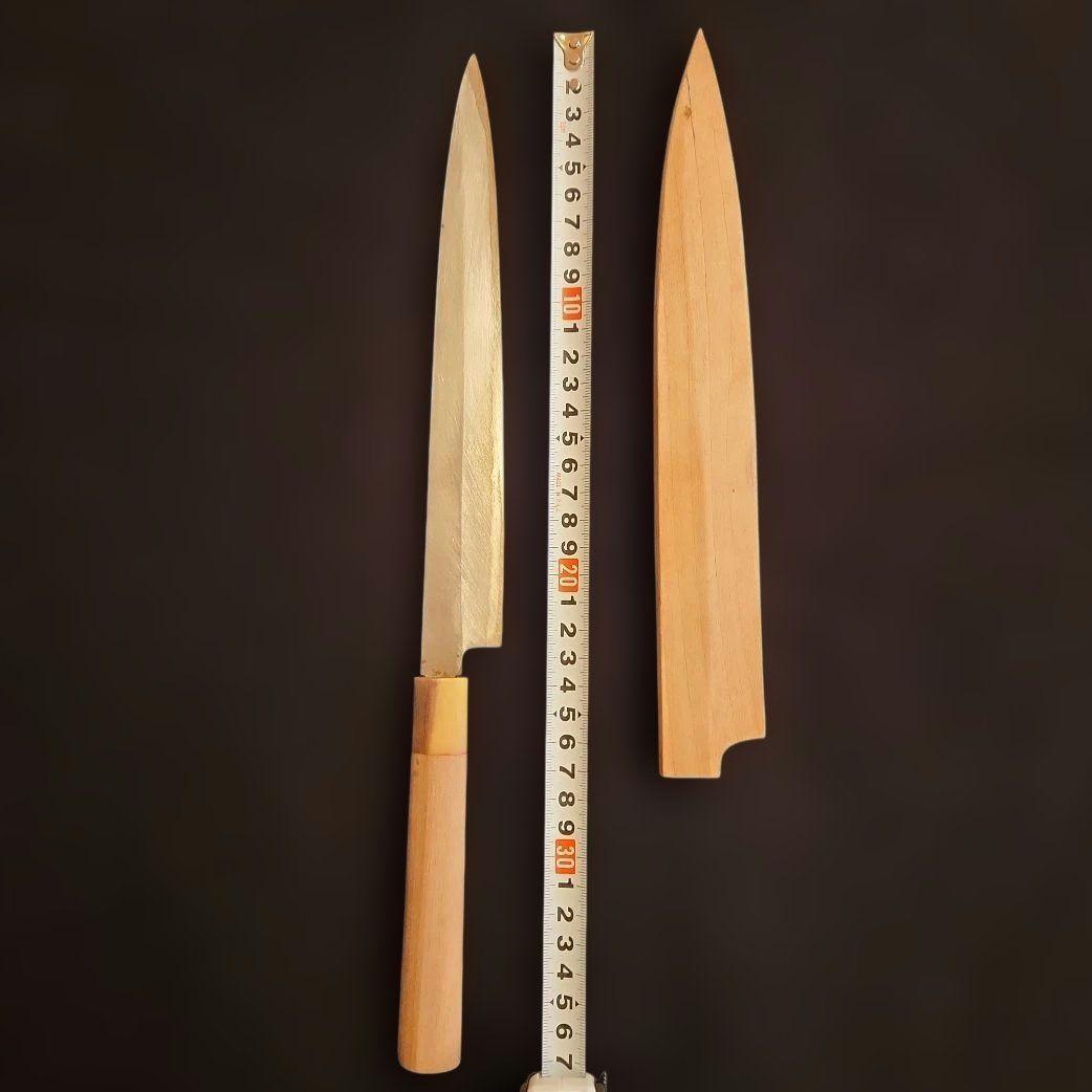 柳刃包丁 木製ハンドル カバー付き　【極上登録卍正忠請合】