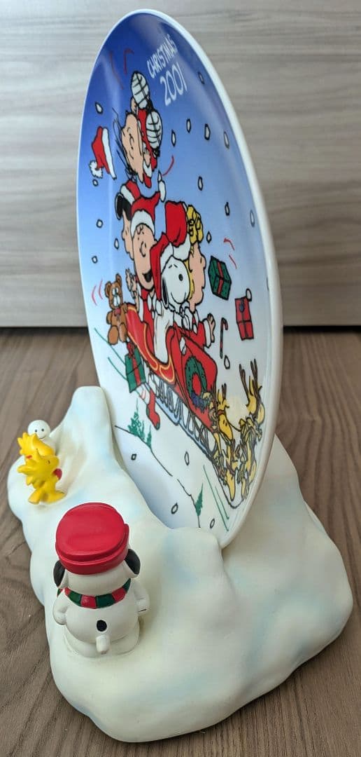 レア☆ SNOOPY スヌーピー クリスマスプレート 2001年　飾り台付