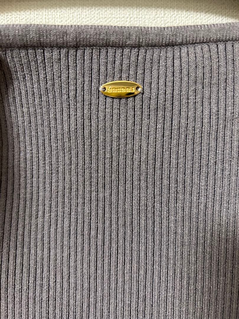 anuans ボートネックイレギュラーヘムドッキングニットワンピース　グレー