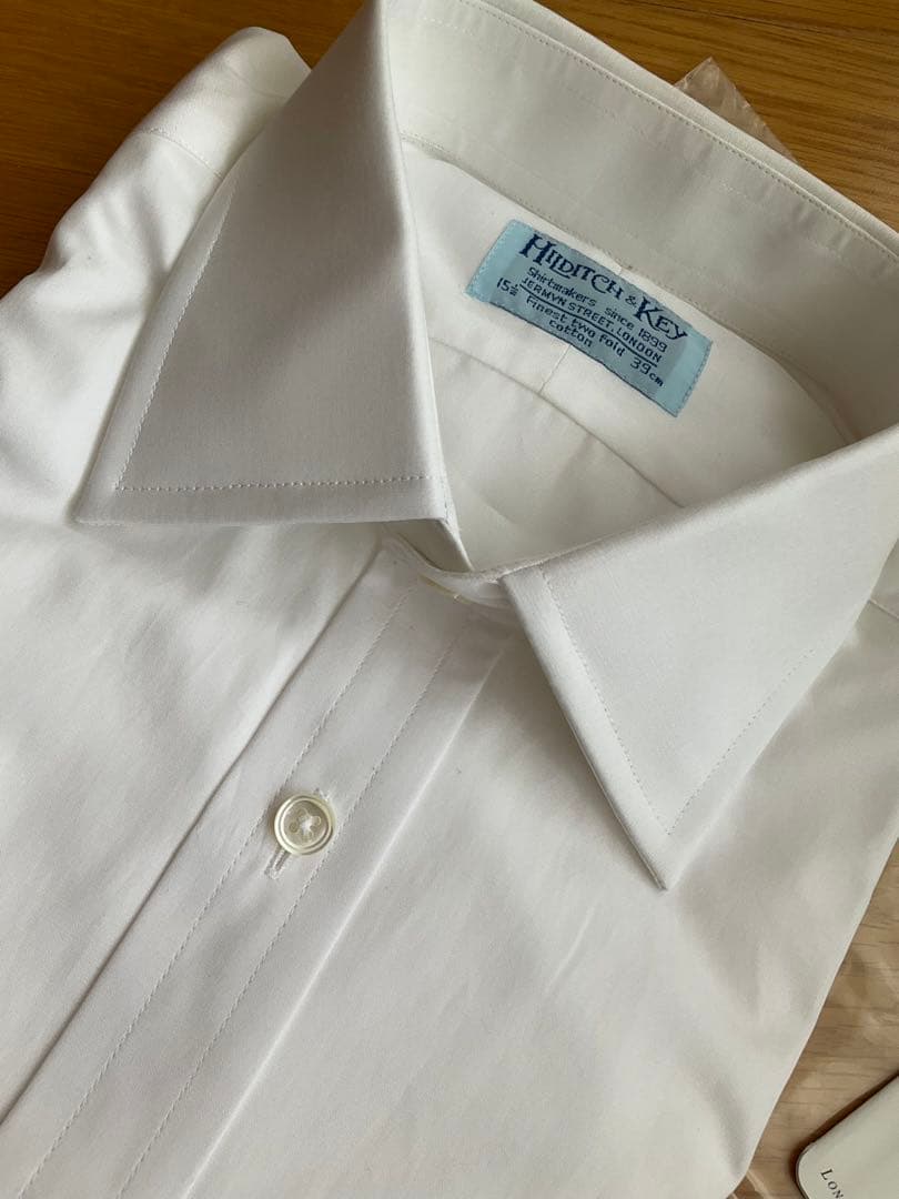 Hilditch & Key 白ドレスシャツ 15.5