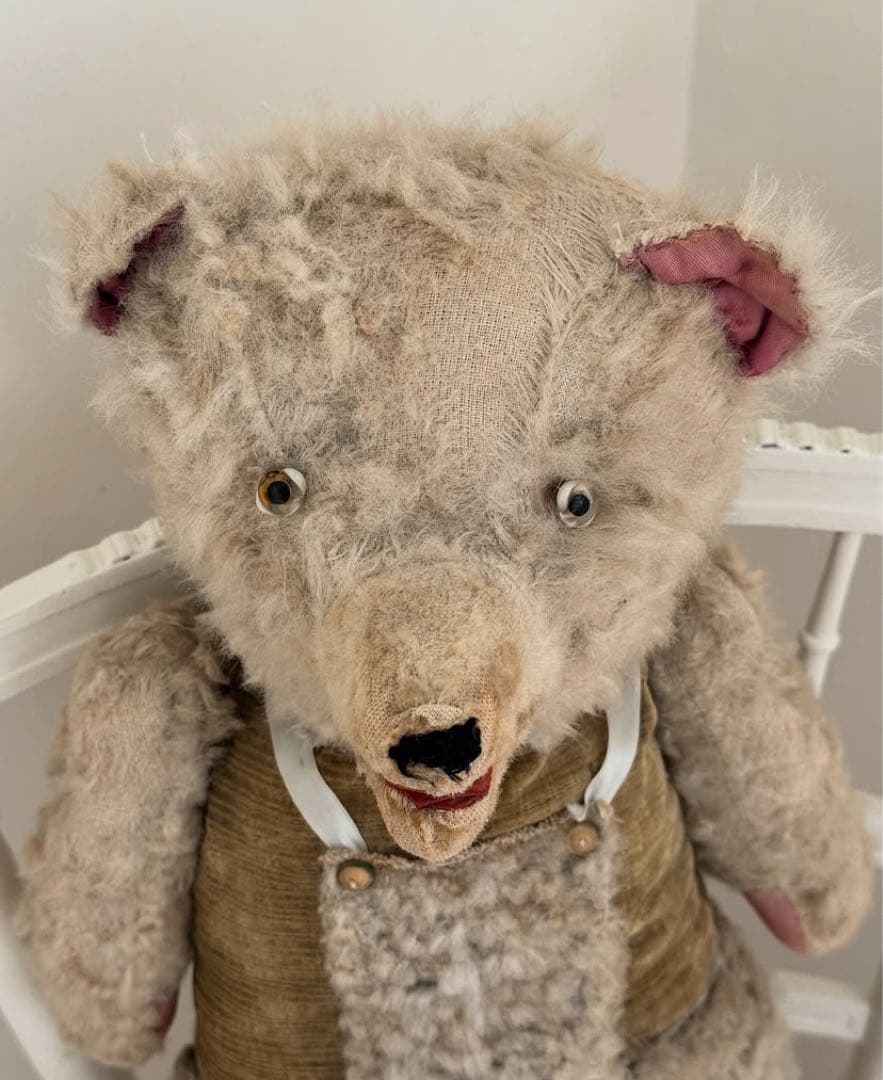 1900年代初頭フランスアンティーク テディベア （オーバーオール付き）