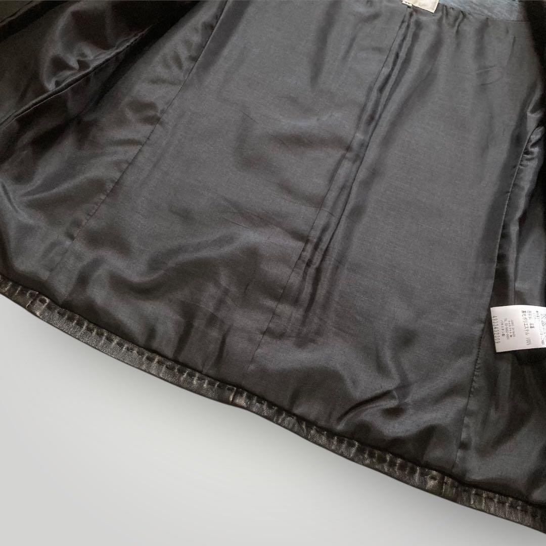 49AV. ジュンコシマダ　羊革 ノーカラー レザージャケット　短丈　38　黒