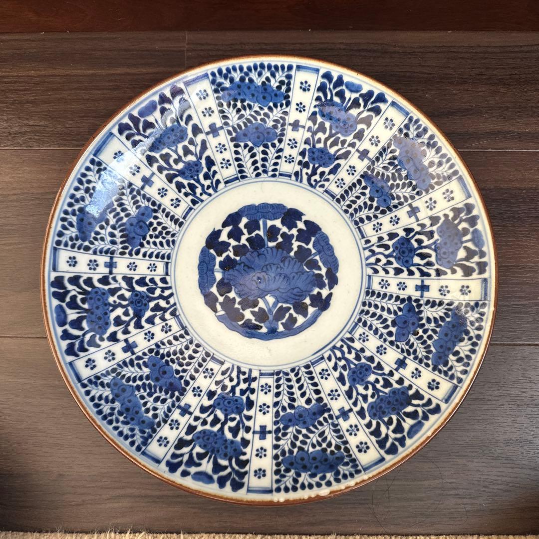 美品　大皿陶磁器/江戸期染付古伊万里