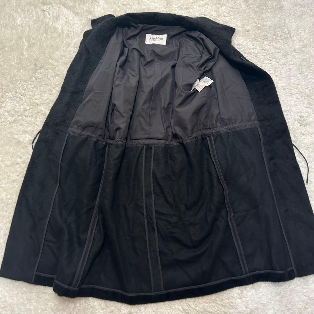 美品✨MaxMara 最高峰白タグ ふわふわ贅沢アルパカシャギーコート 42 黒