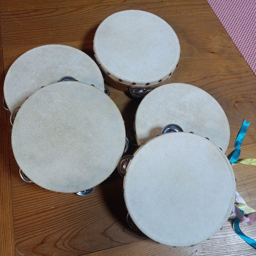 ヤマヨタンバリン・中古品 木製シンバル付きタンバリン5個セット ８日タイムセール