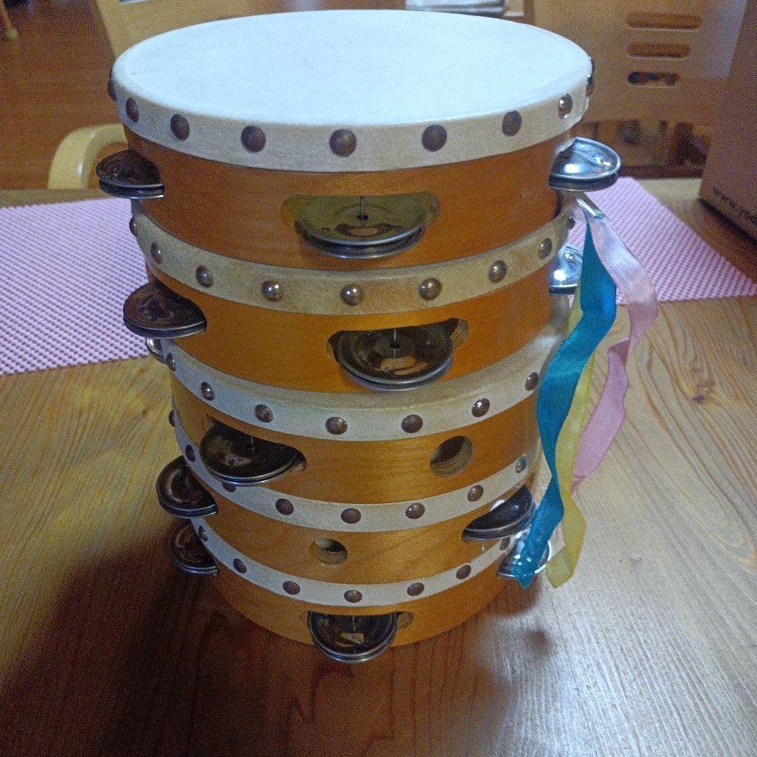 ヤマヨタンバリン・中古品 木製シンバル付きタンバリン5個セット ８日タイムセール