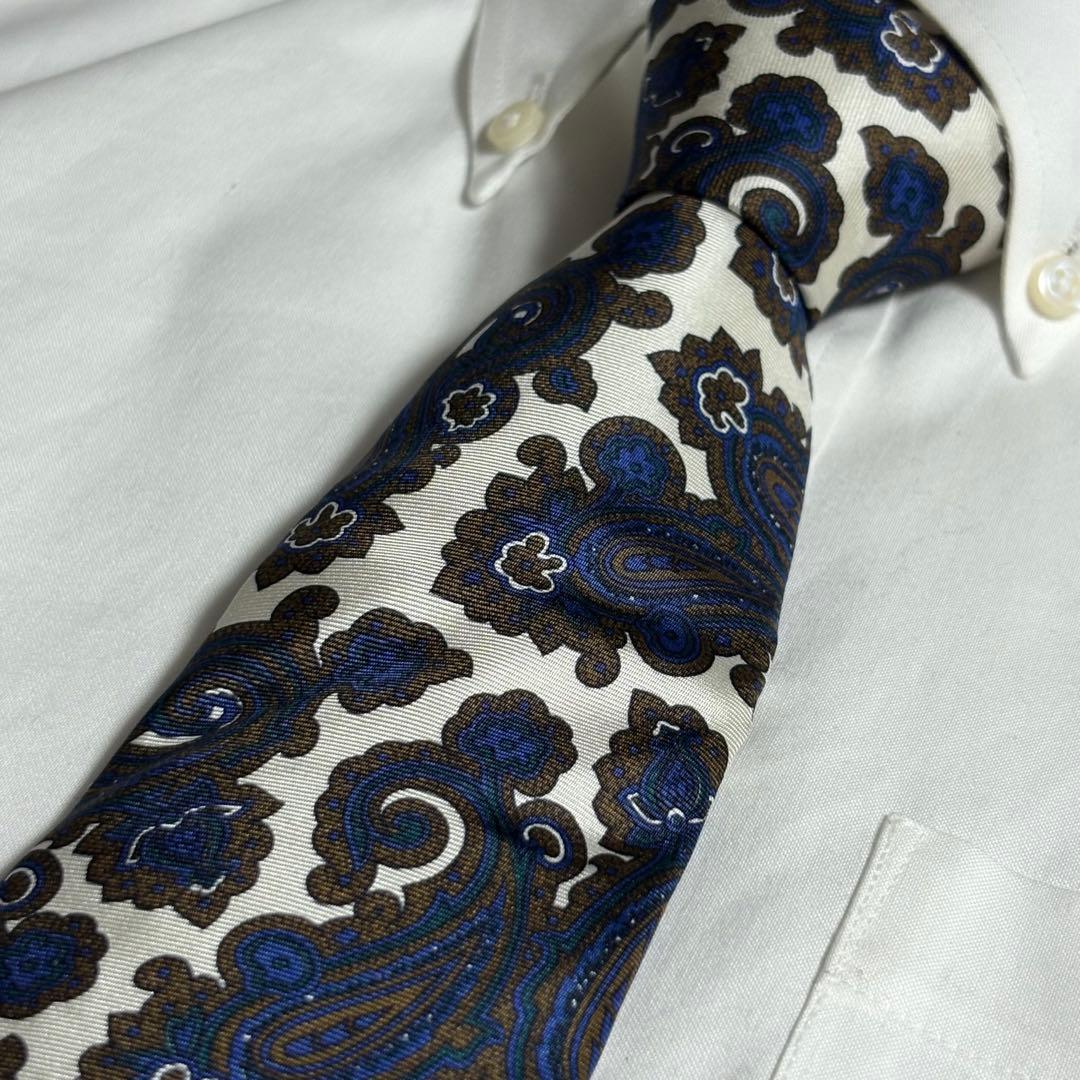 Christian Dior ホワイト ネイビー ブラウン ペイズリー