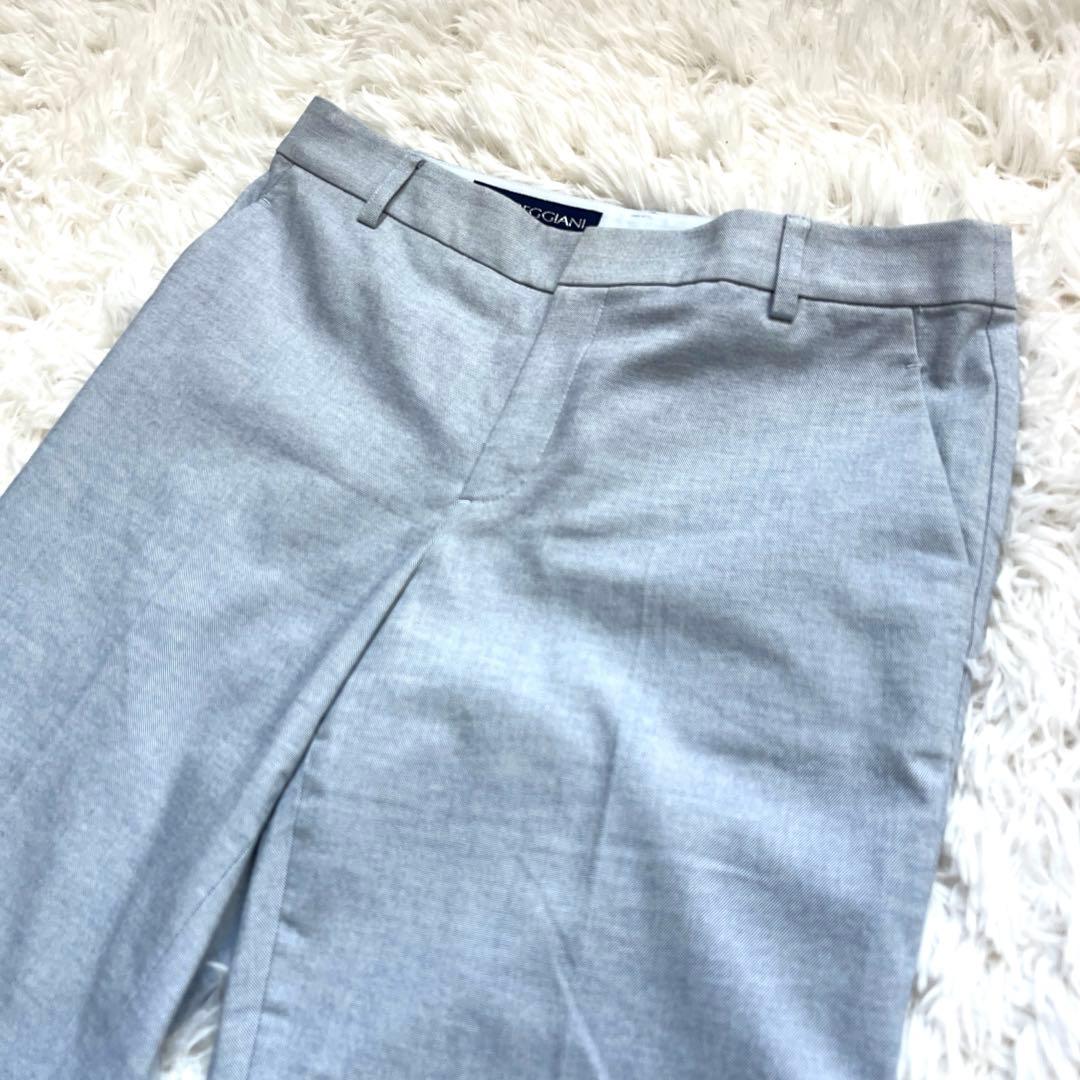 未使用品級　23区 サマースーツ　ノーカラー　水色　綿38 M パンツスーツ