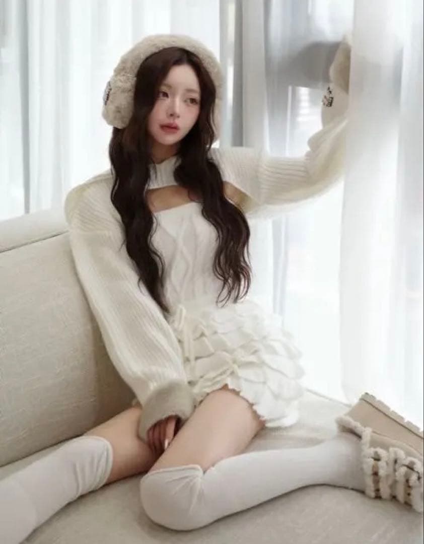 フリルニットコンビネゾン