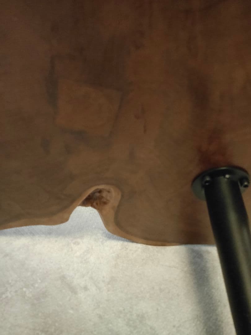 【美品】欅一枚板✕金属黒脚　無垢　木製センターテーブル ブラウン