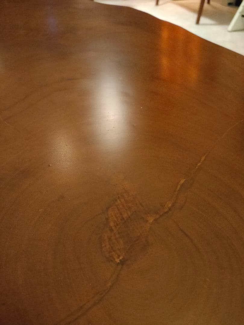 【美品】欅一枚板✕金属黒脚　無垢　木製センターテーブル ブラウン