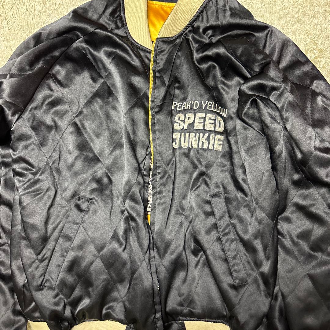 ピークドイエロー SPEED JUNKY リバーシブル スカジャン バイク刺繍