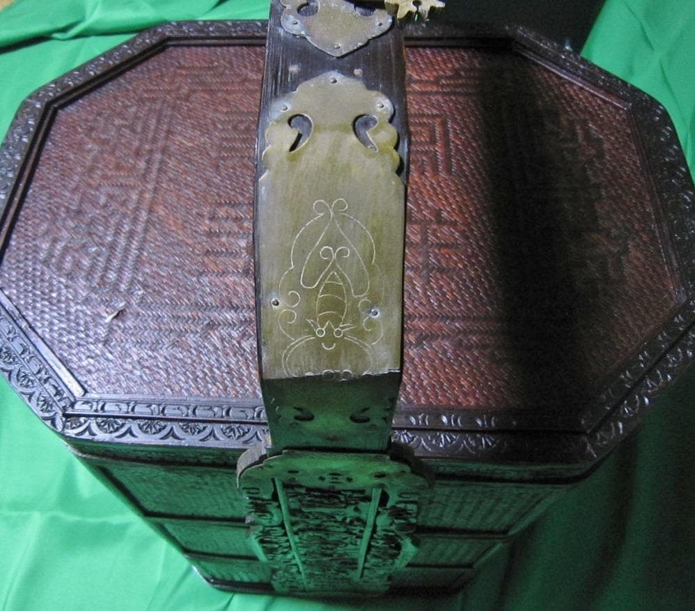 骨董　おかもち　岡持ち 木製三段