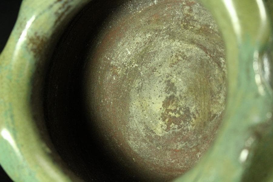 古上野 三足 香炉 黄楊木彫刻火屋 台 香合付(K-A812)