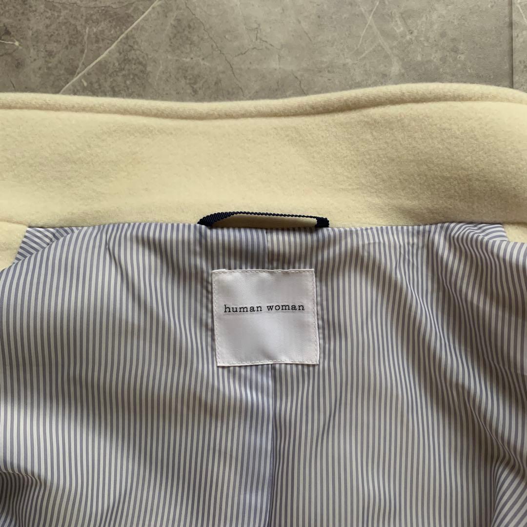 HUMAN WOMAN ヒューマンウーマン　ダブルモッサダッフルコート　白　M