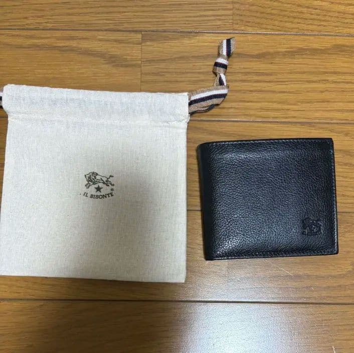 イルビゾンテ 二つ折り財布 黒 保存袋付き