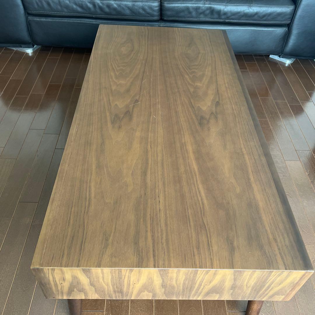 木製モダンセンターテーブル 引き出し付き ローボード