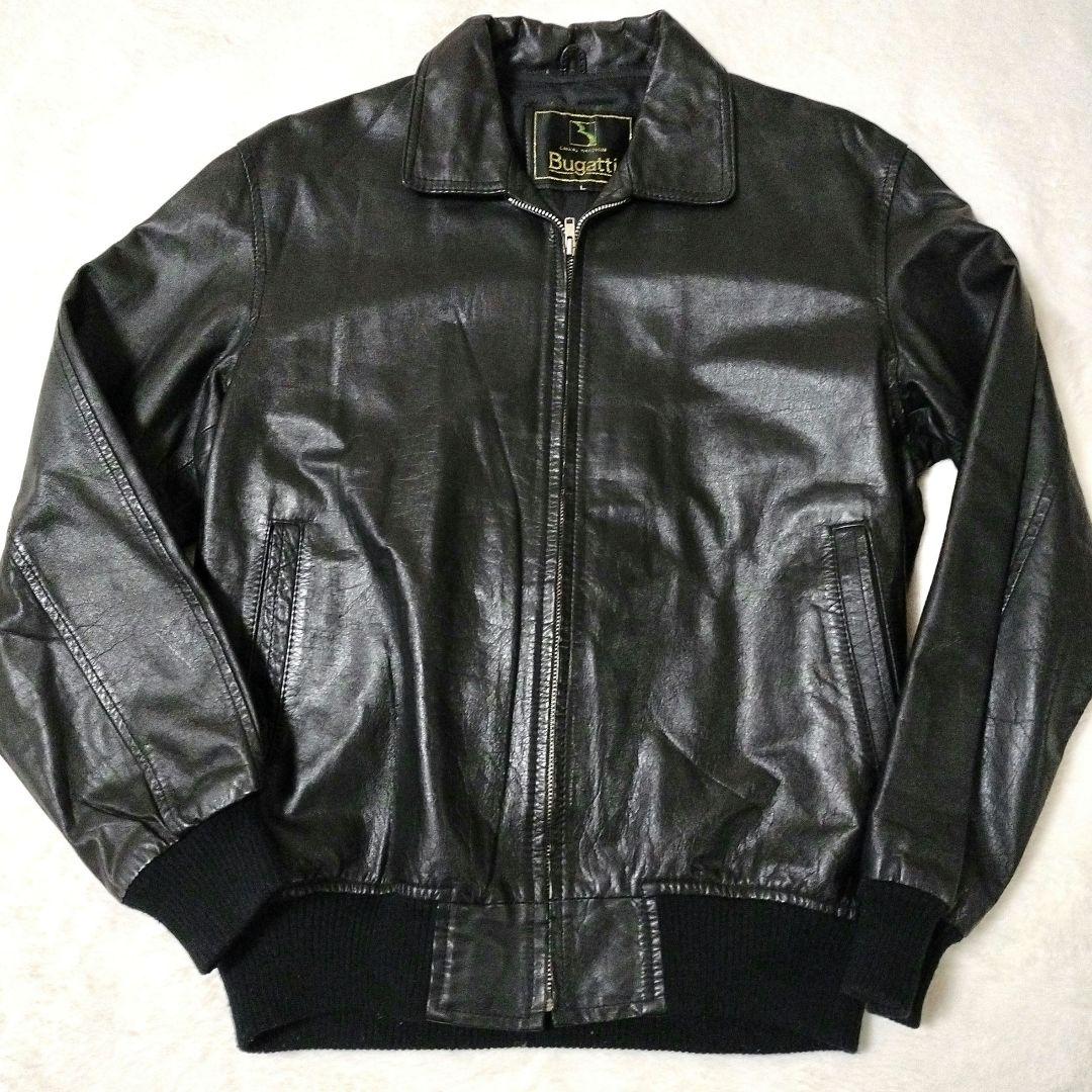 極美品✨Bugatti　レザー ジャケット 　A-2　A2　牛革　L　ブラック