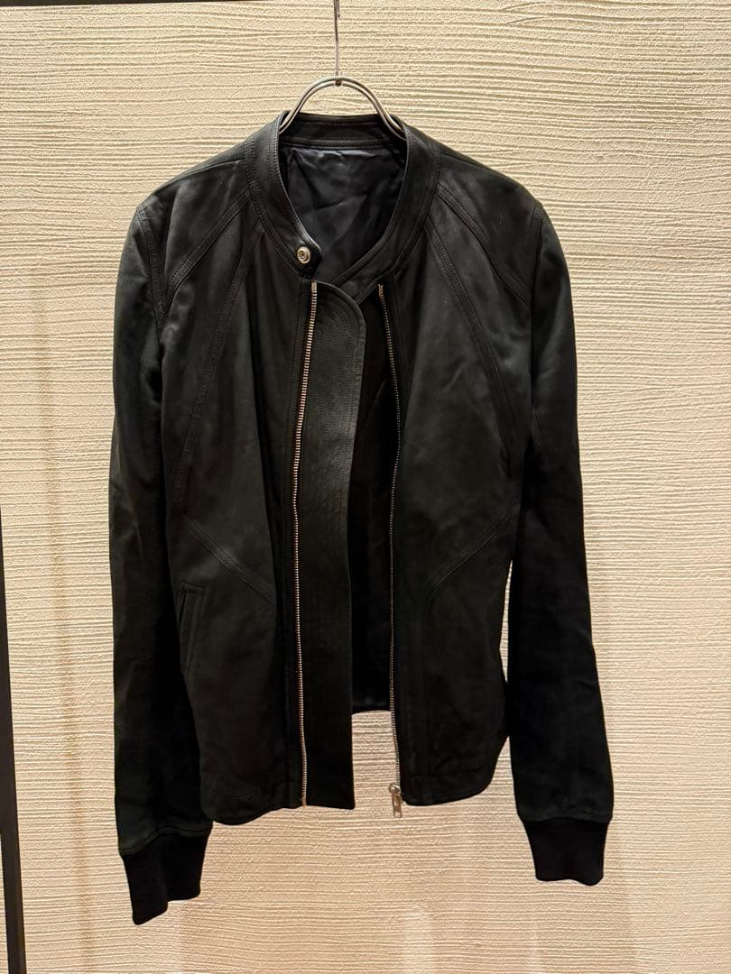 16ss rick owens インターシャ　レザージャケット　ライダース