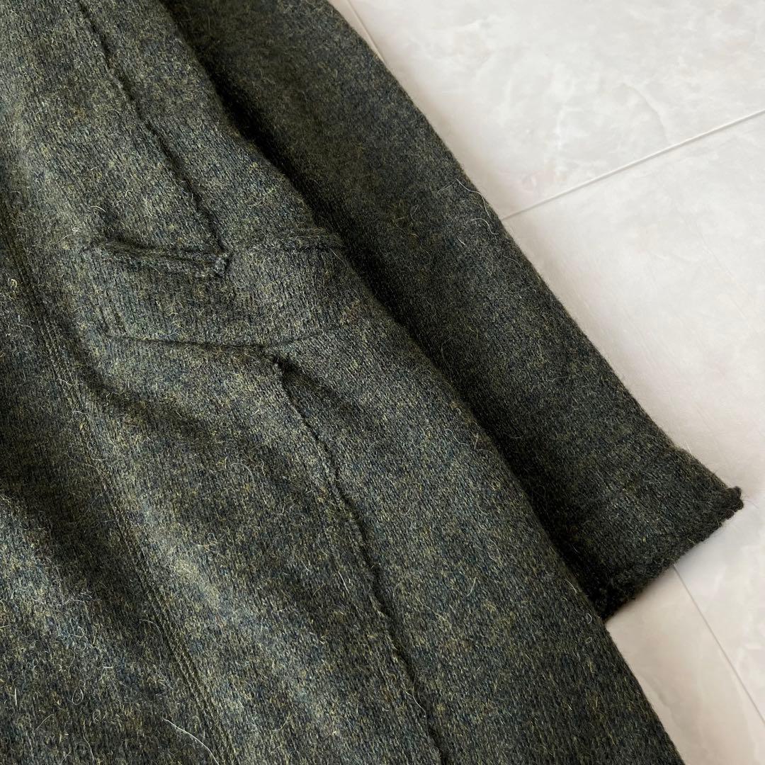 Pas de Calais パドカレ リネンアルパカウールコート カーキ 38