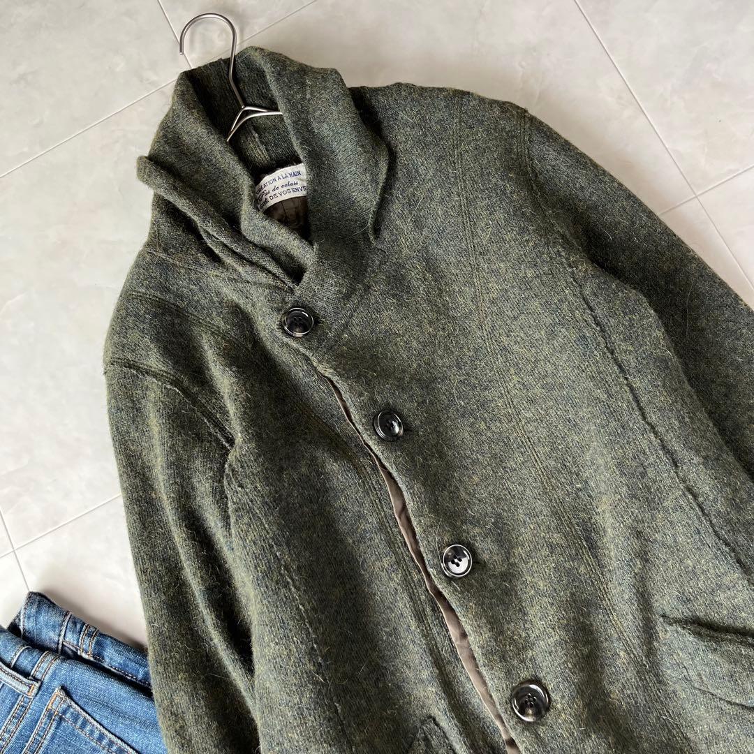 Pas de Calais パドカレ リネンアルパカウールコート カーキ 38