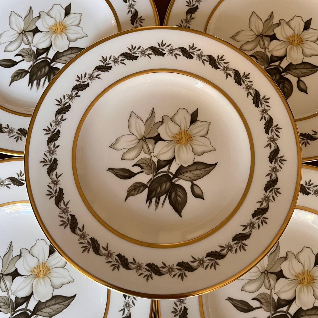 【未使用美品】ロイヤルウースター★白い花シリーズBERNINA★デザート皿　5枚