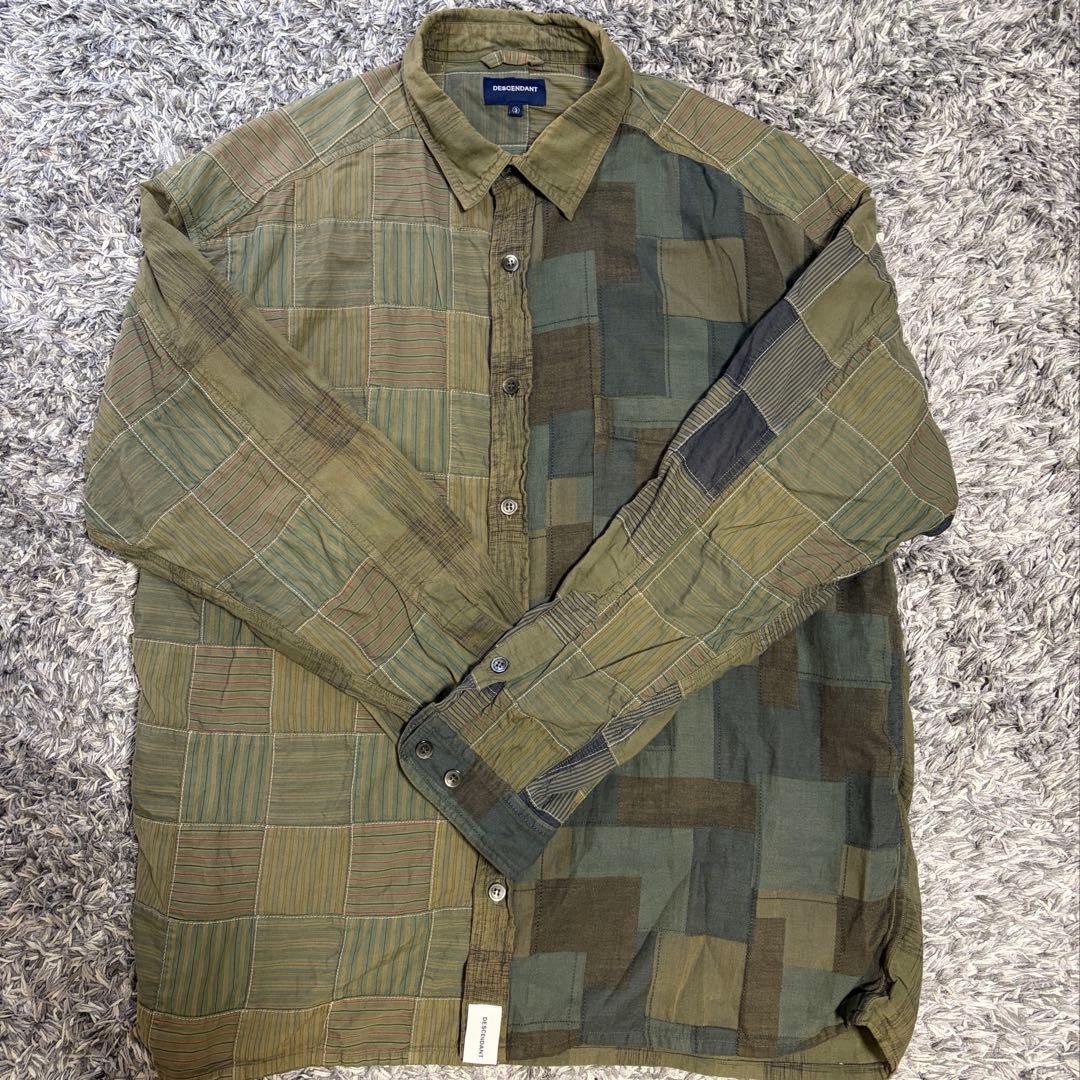 DESCENDANT パッチワーク　アシンメトリー　シャツ